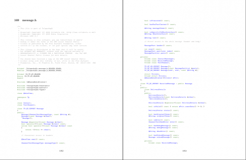 Image showing PDF of source code with syntax highlighting