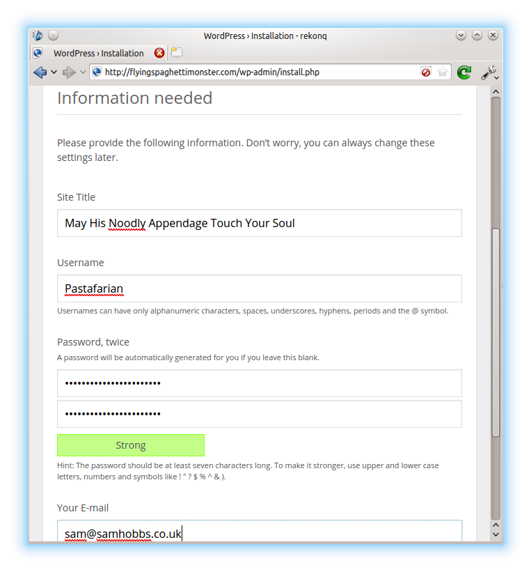 Enter basic site details